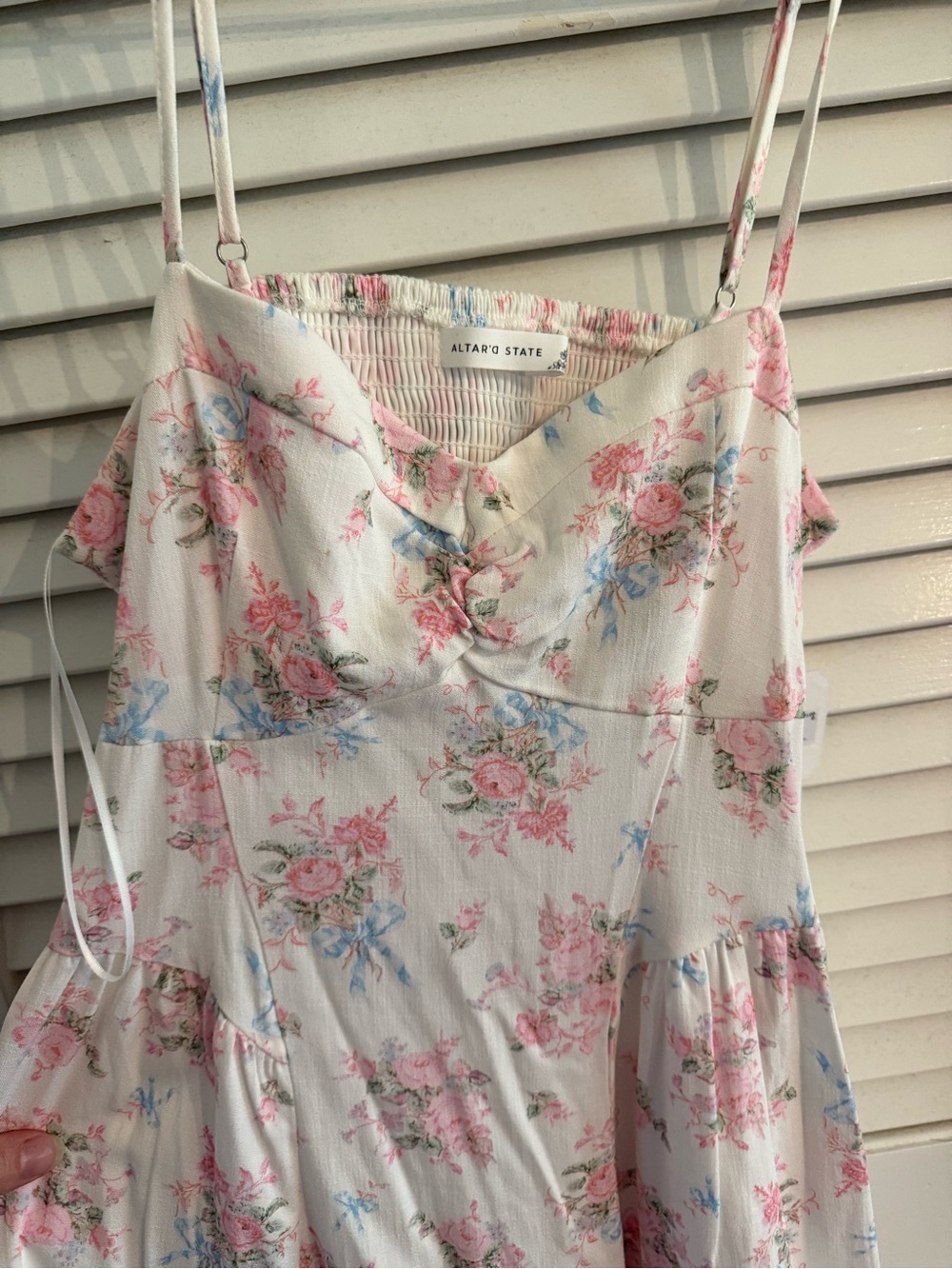 Altar’d StarFloral Spaghetti Strap Sundress — Pink & Light Blue Flowers - Picture 2 of 6